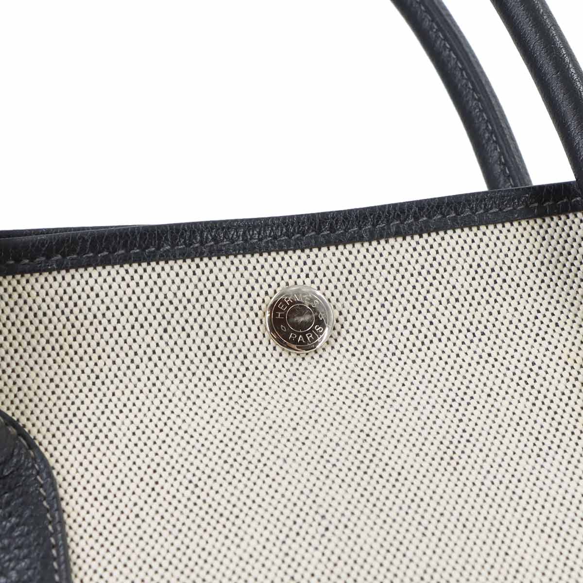 Garden Party PM Tote Bag Toile H Leather Black Gray