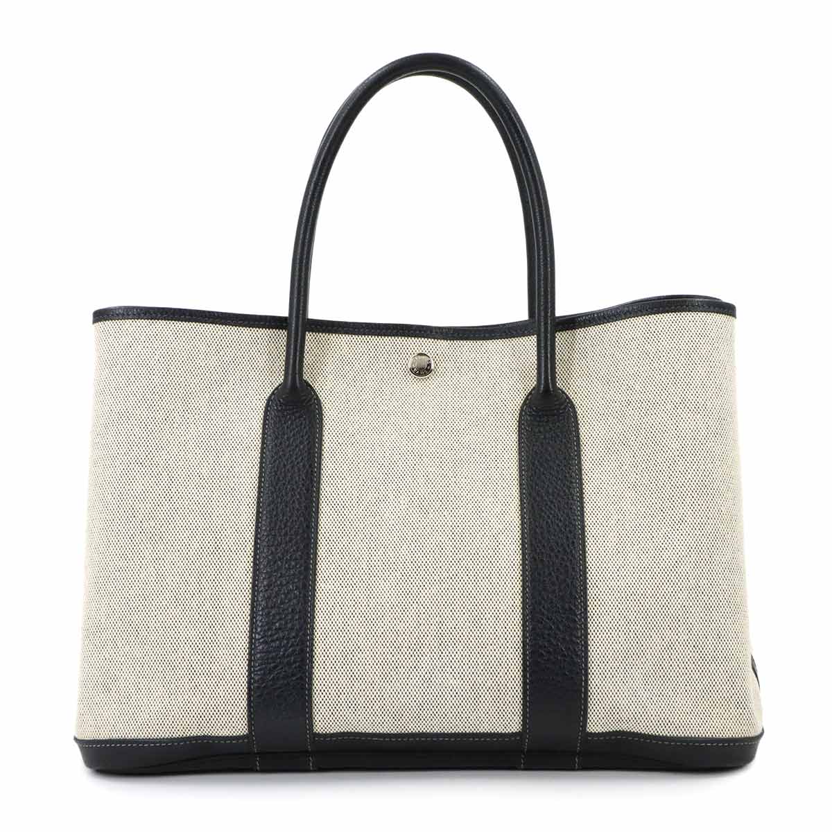 Garden Party PM Tote Bag Toile H Leather Black Gray