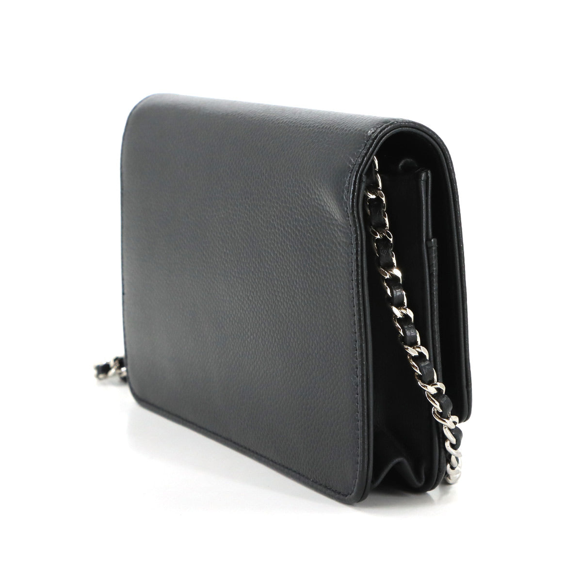 Chain Long Wallet Leather Black A48654 Coco Logos Purse