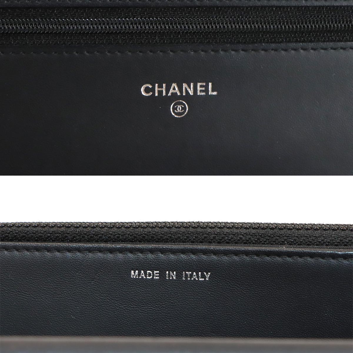 Chain Long Wallet Leather Black A48654 Coco Logos Purse