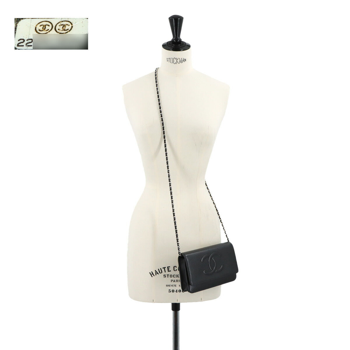 Chain Long Wallet Leather Black A48654 Coco Logos Purse