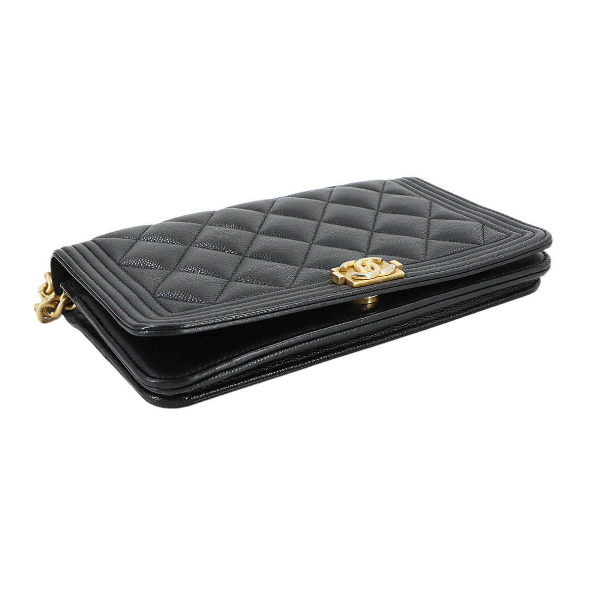 Boychanel Chain Wallet Leather Black AP1117 Purse