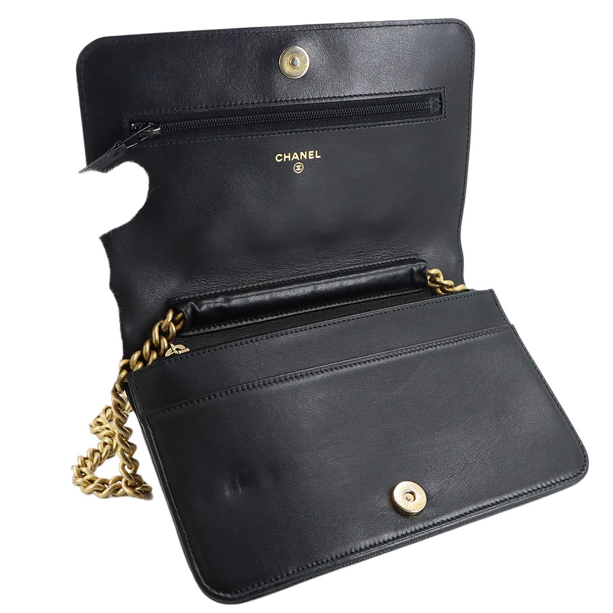 Boychanel Chain Wallet Leather Black AP1117 Purse