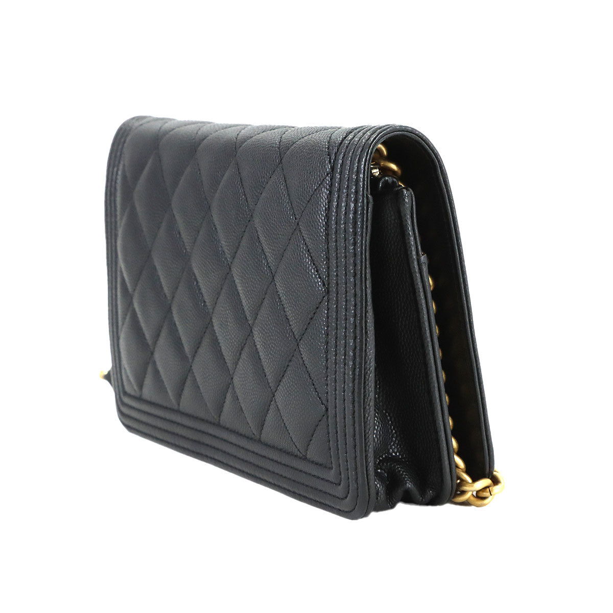 Boychanel Chain Long Wallet Leather Black AP1117 Purse