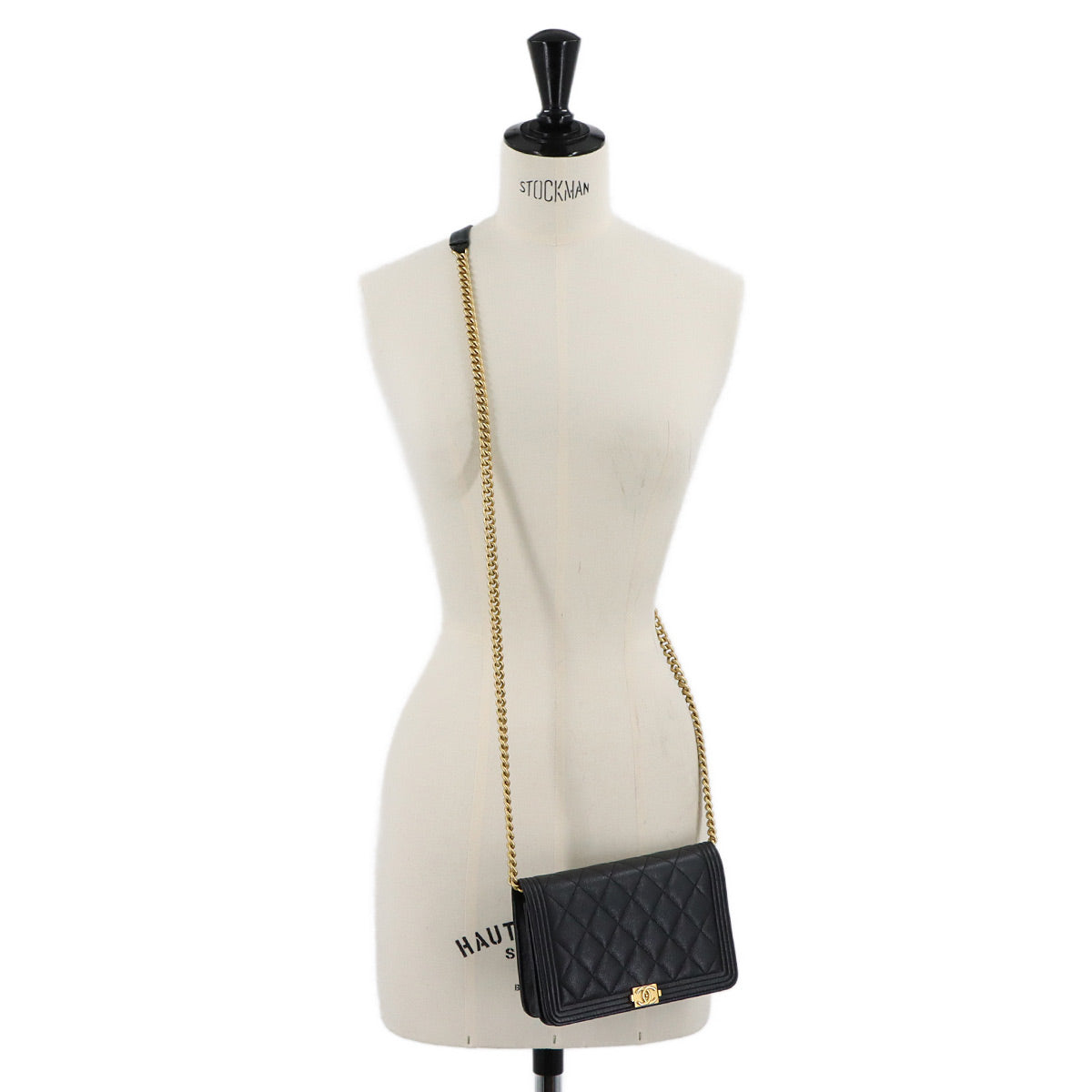 Boychanel Chain Long Wallet Leather Black AP1117 Purse