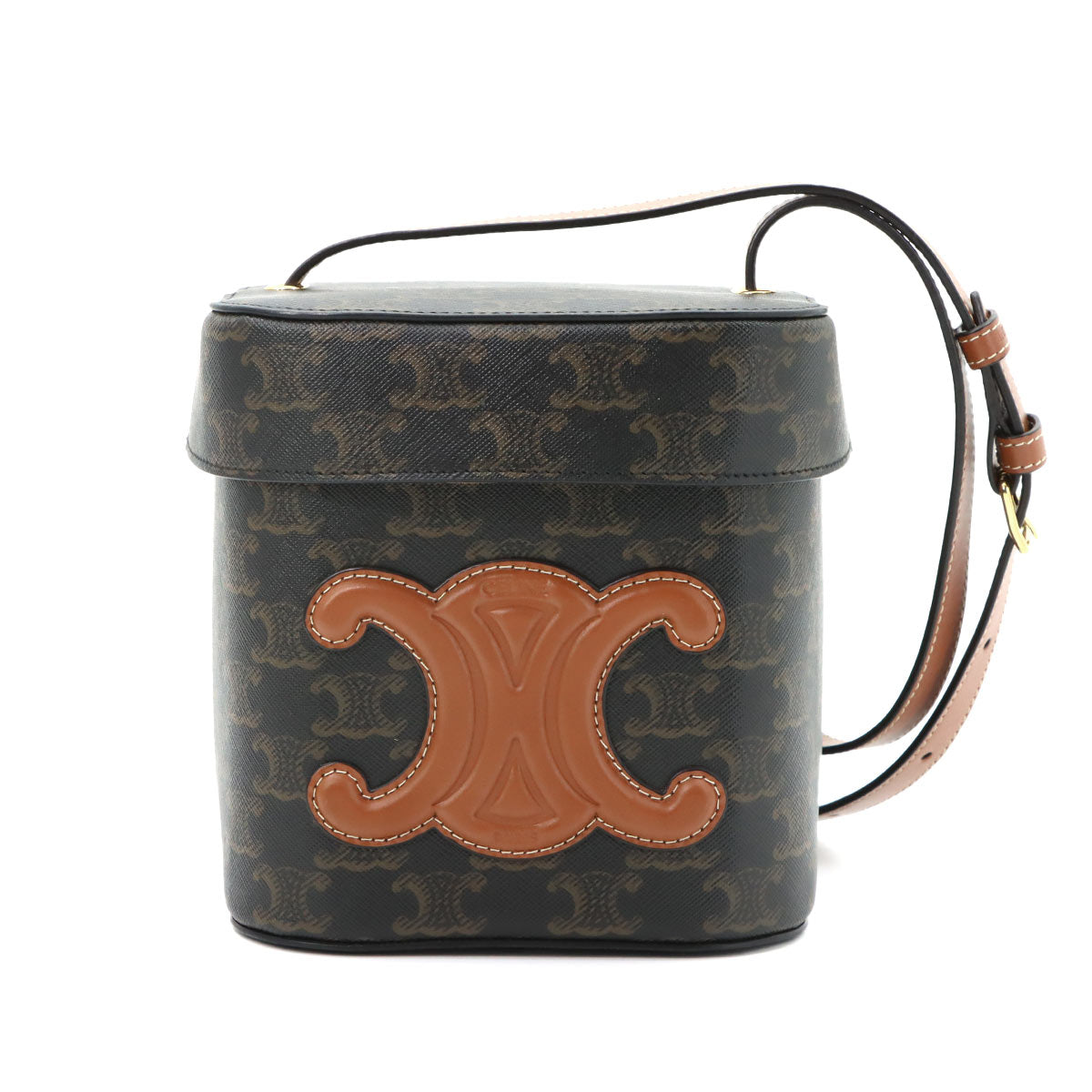 Medium Box Cuir Triomphe Shoulder Bag PVC Leather Tan Brown