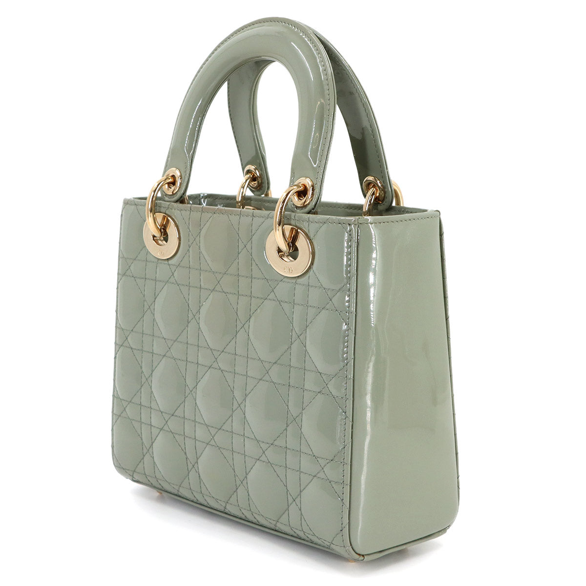Lady Dior Small Hand Shoulder Bag Patent leather Green