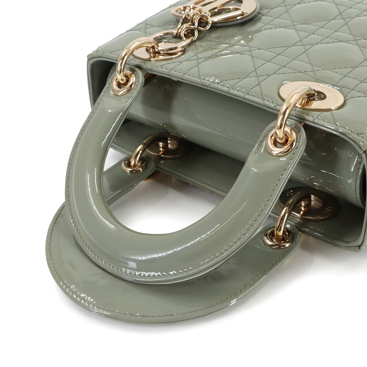 Lady Dior Small Hand Shoulder Bag Patent leather Green