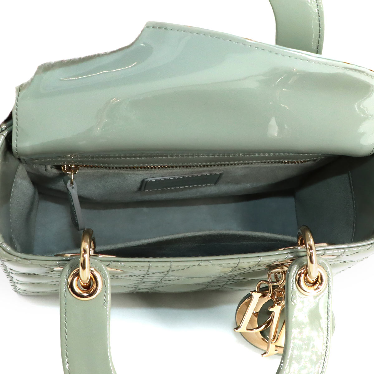 Lady Dior Small Hand Shoulder Bag Patent leather Green