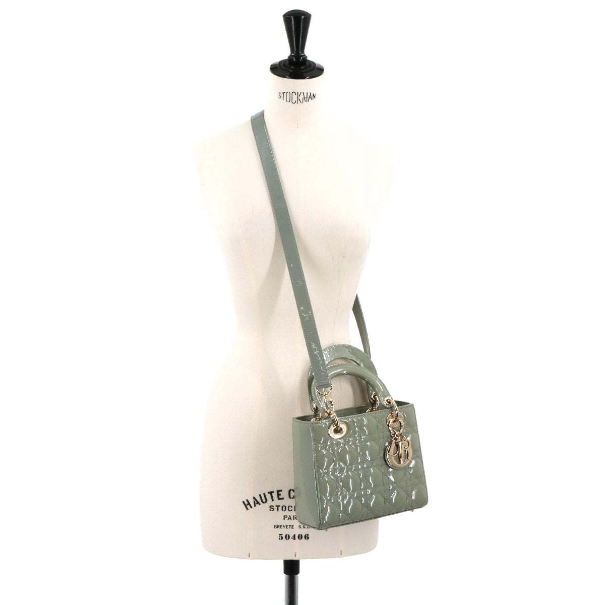 Lady Dior Small Hand Shoulder Bag Patent leather Green