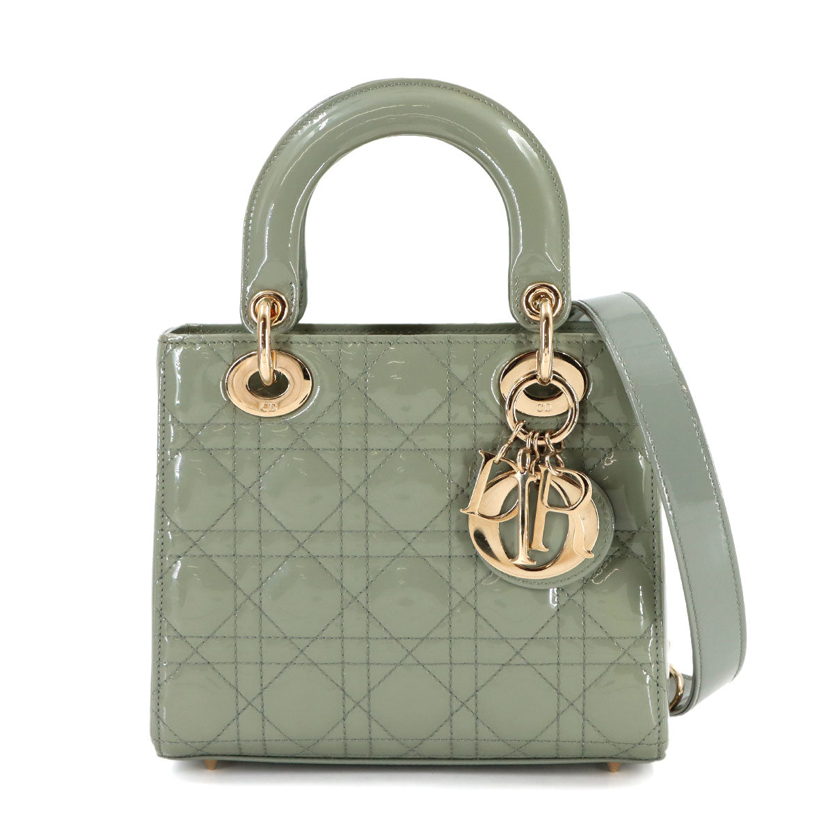 Lady Dior Small Hand Shoulder Bag Patent leather Green