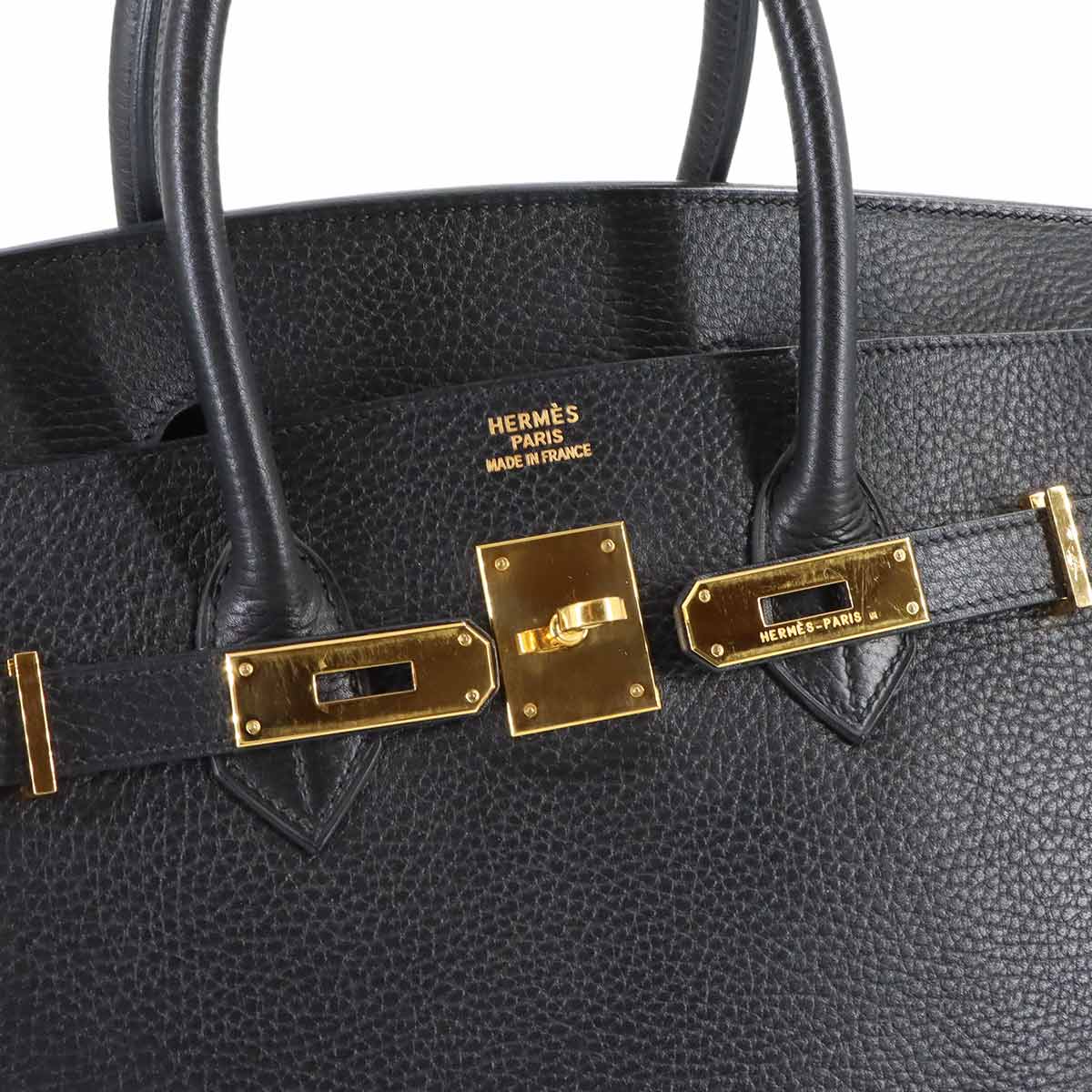 Birkin 35 Ardennes Leather Black Hand Bag Purse