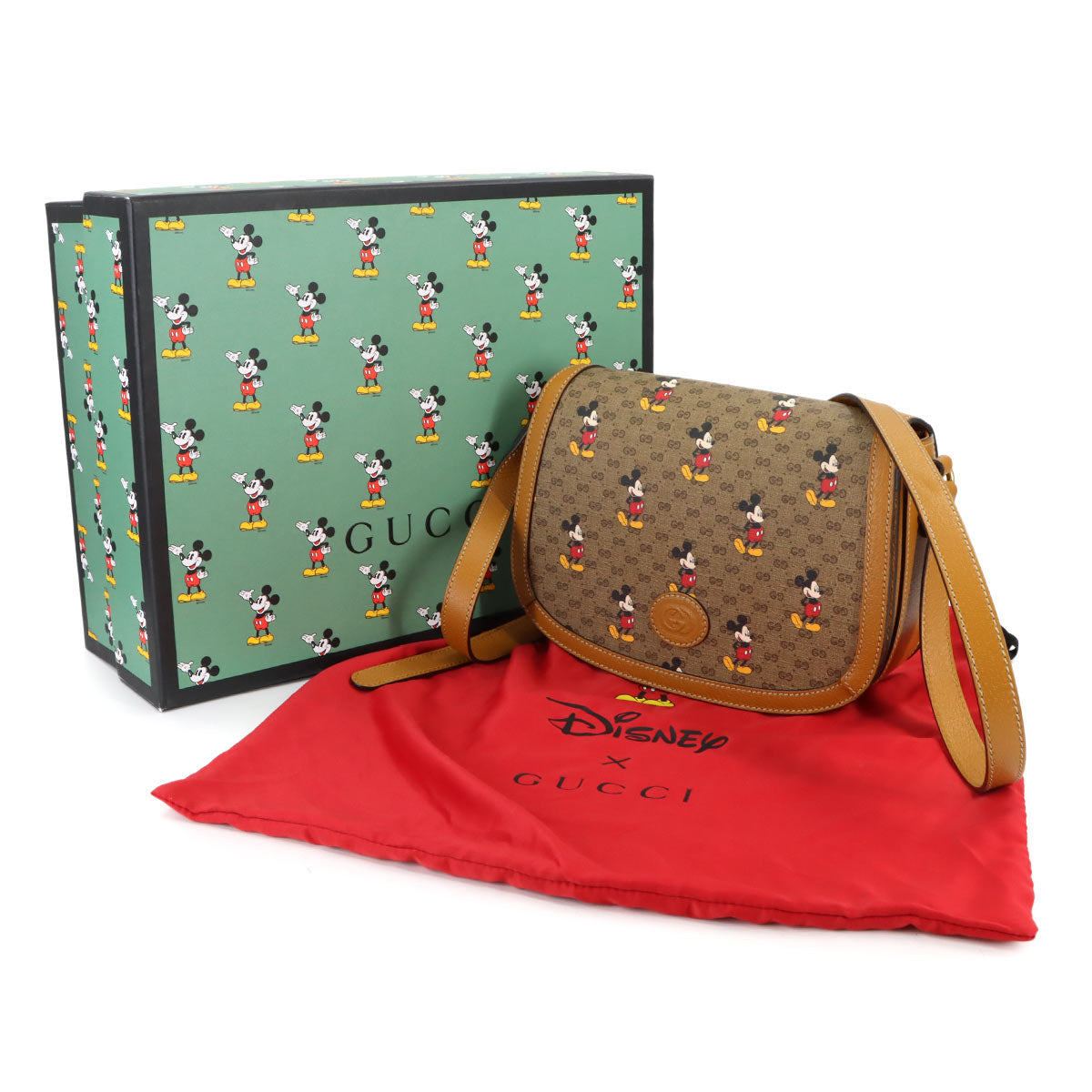 Disney Mickey Mouse Mini GG Supreme Shoulder Bag Brown 602694