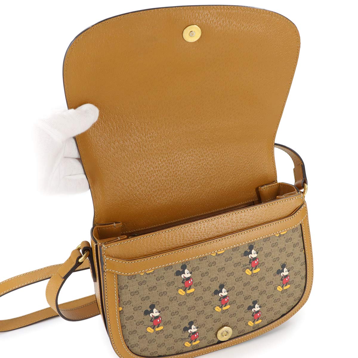 Disney Mickey Mouse Mini GG Supreme Shoulder Bag Brown 602694