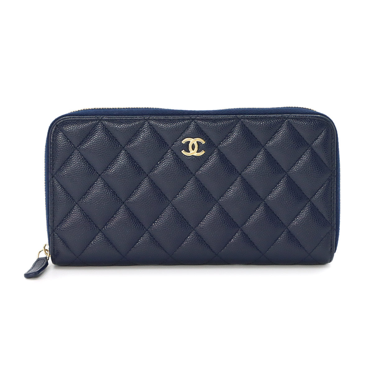 Matelasse Classic Long Zipped Wallet Leather Navy A50097
