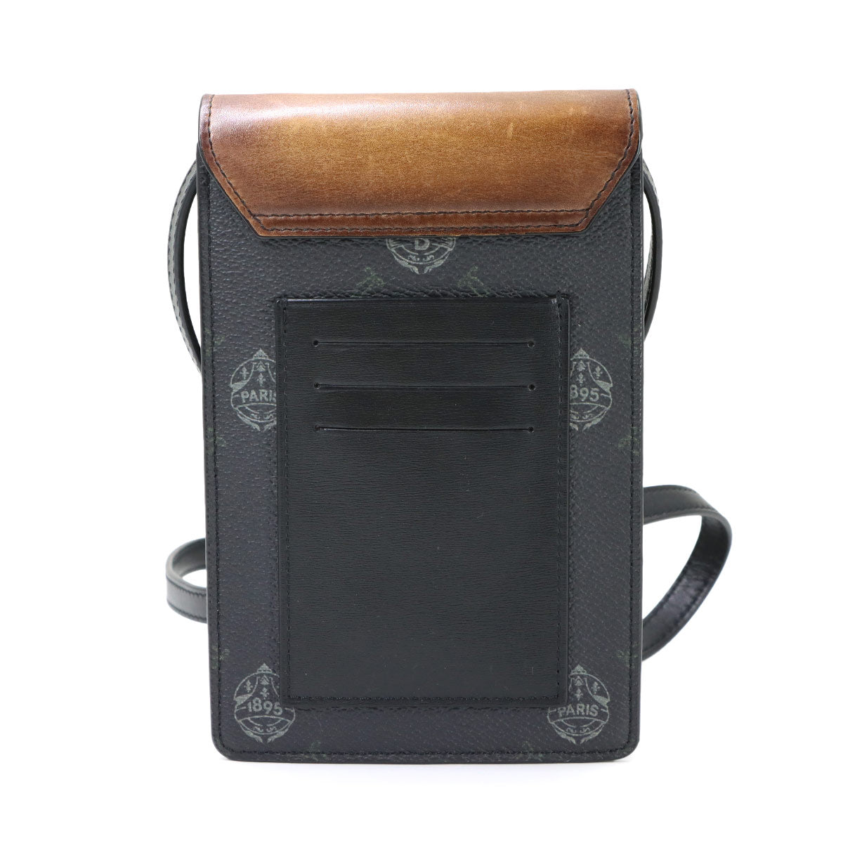 Traveler Phone Pouch Shoulder Bag PVC Leather Black Brown