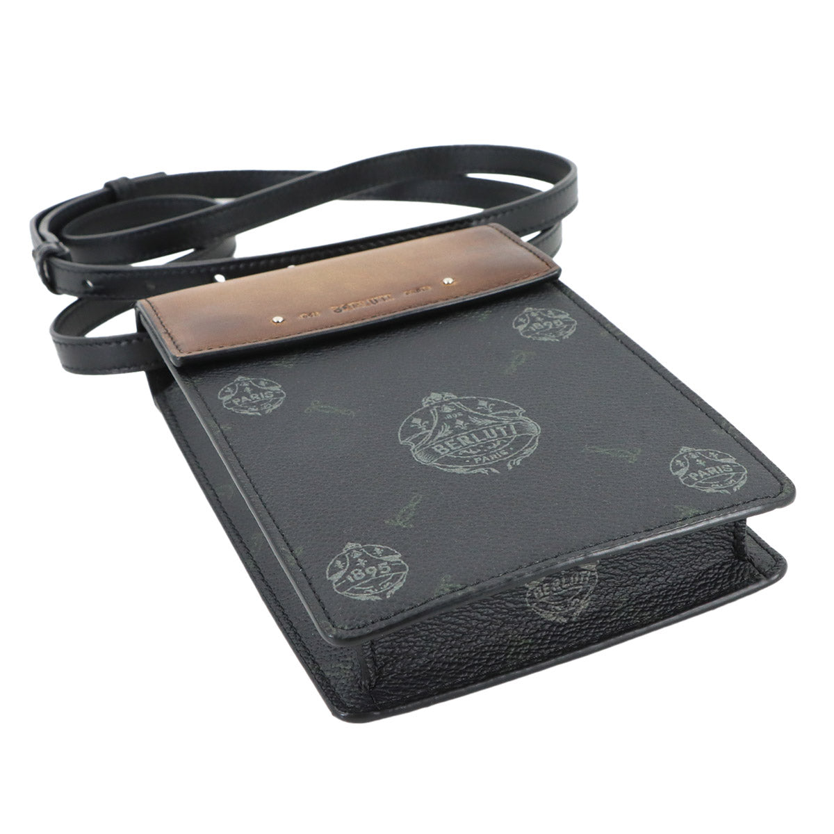 Traveler Phone Pouch Shoulder Bag PVC Leather Black Brown