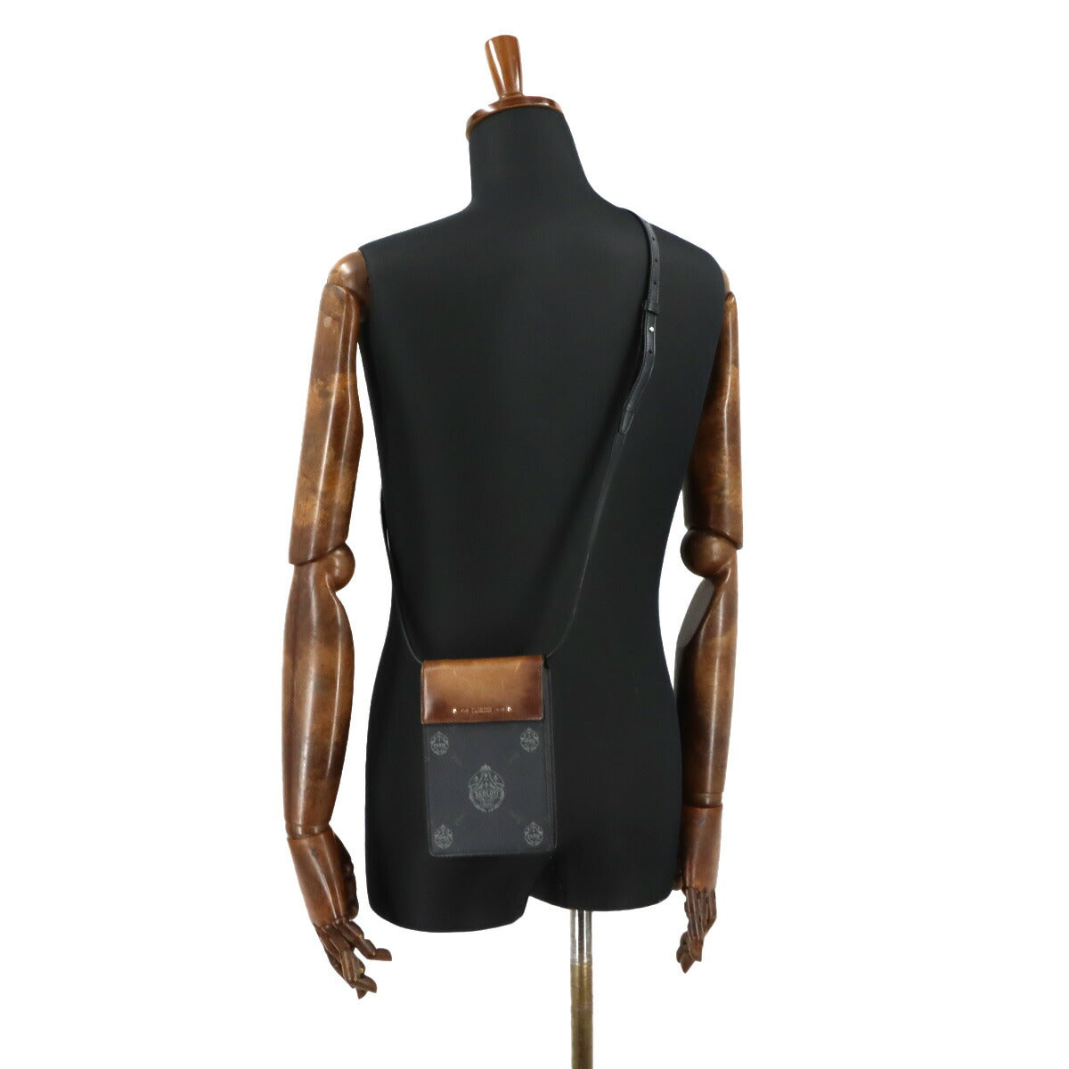 Traveler Phone Pouch Shoulder Bag PVC Leather Black Brown