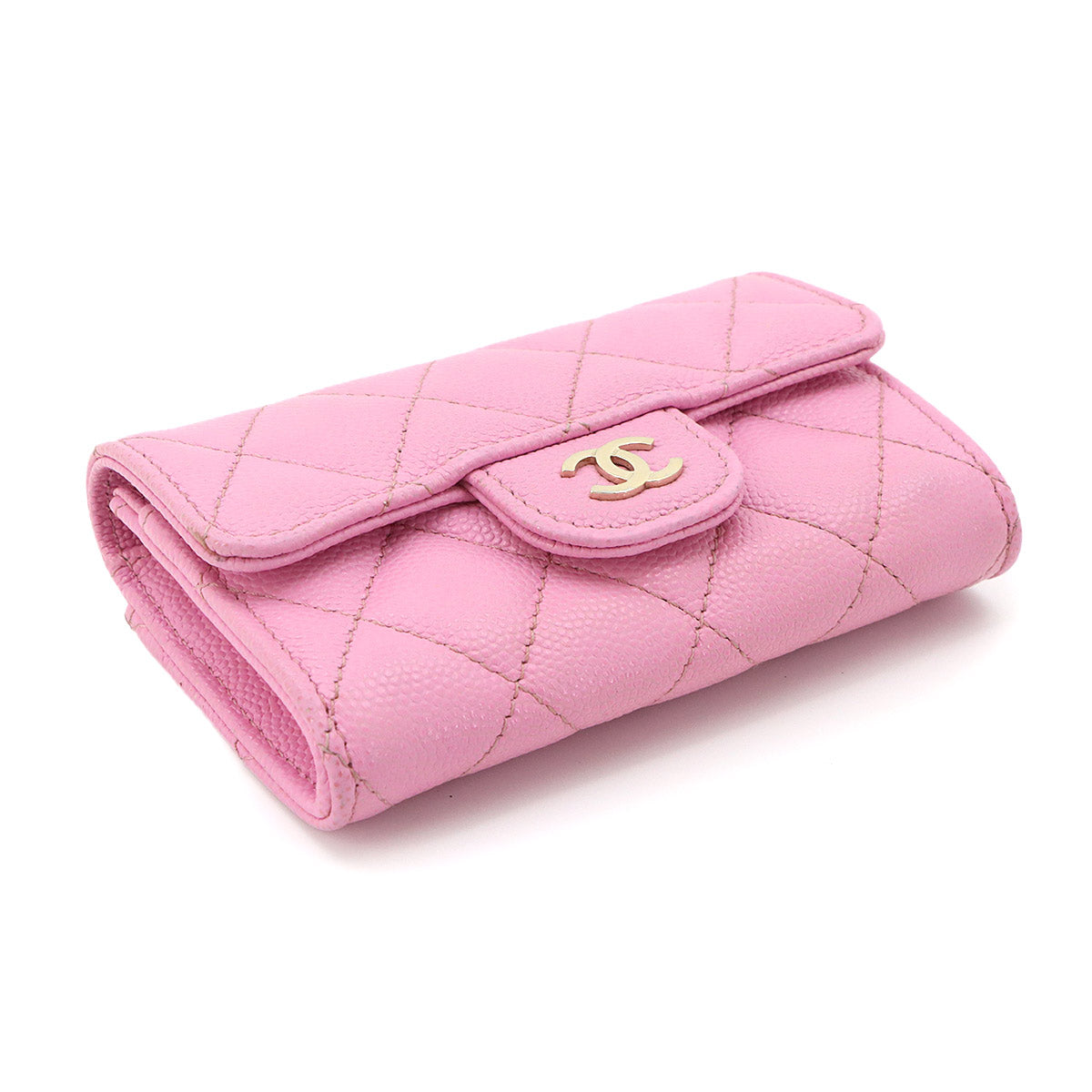Matelasse Card Case Leather Pink AP0214 Accessory