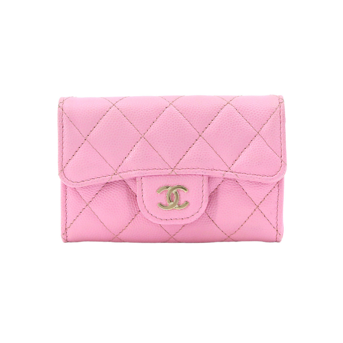 Matelasse Card Case Leather Pink AP0214 Accessory
