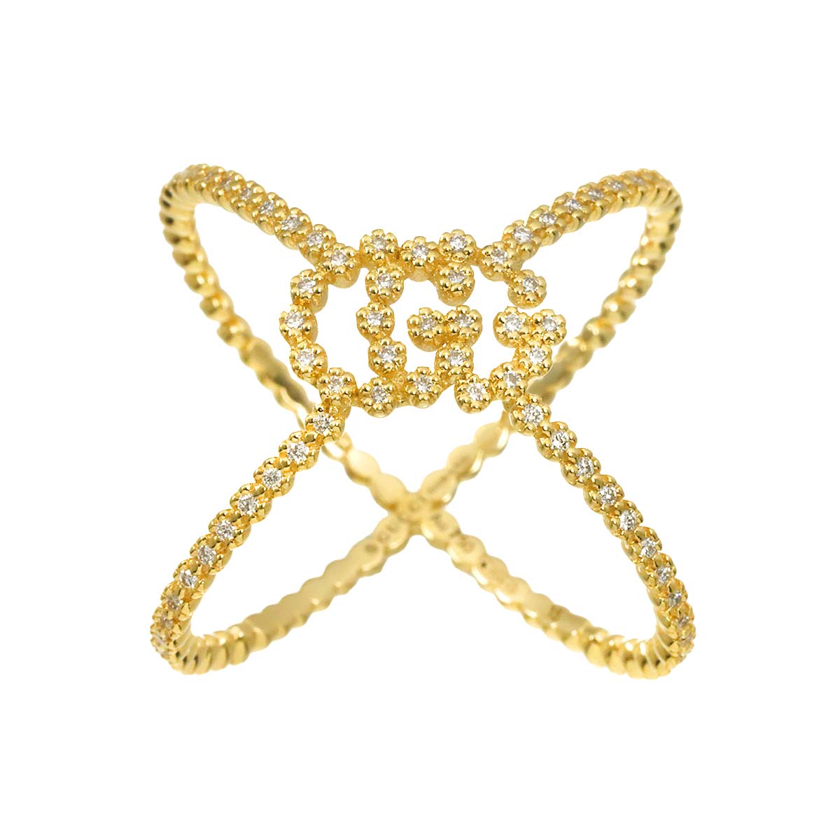 Diamond Ring 18K Yellow Gold 750 Size15 7.5(US)