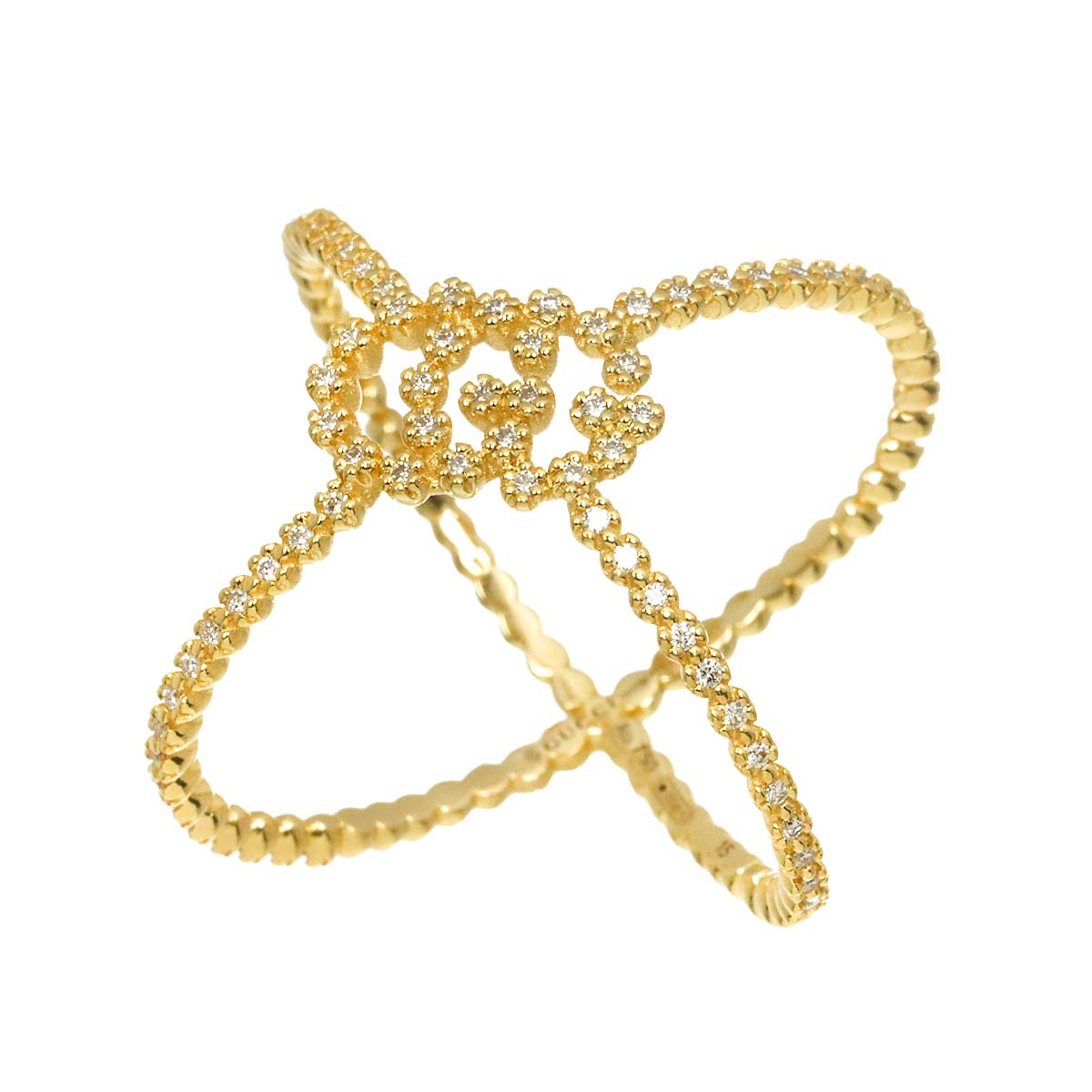 Diamond Ring 18K Yellow Gold 750 Size15 7.5(US)