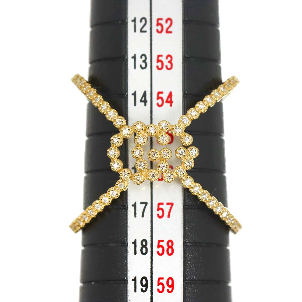 Diamond Ring 18K Yellow Gold 750 Size15 7.5(US)