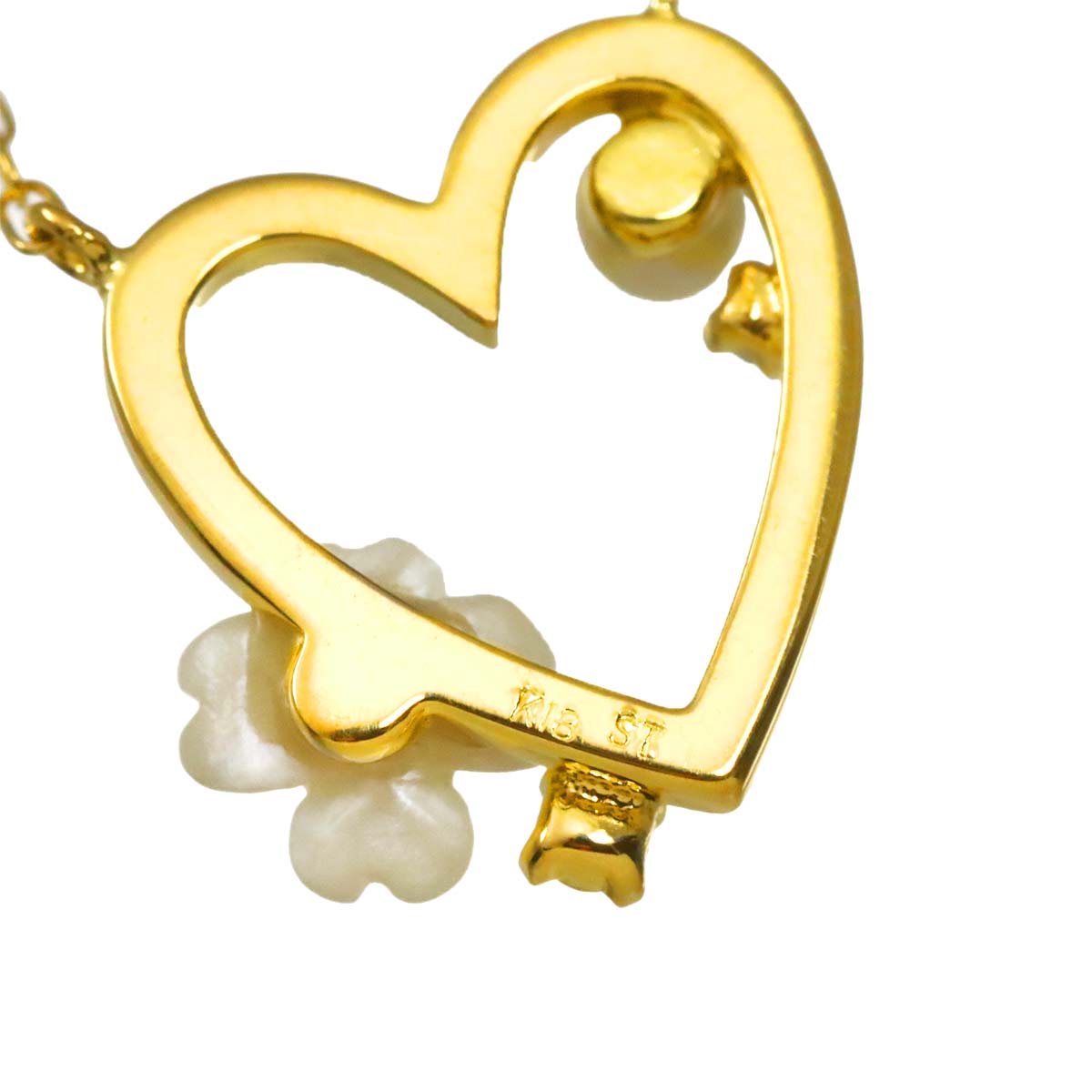 Baby Pearl 3.0-2.3mm Quartz Heart Necklace 18K YG 750