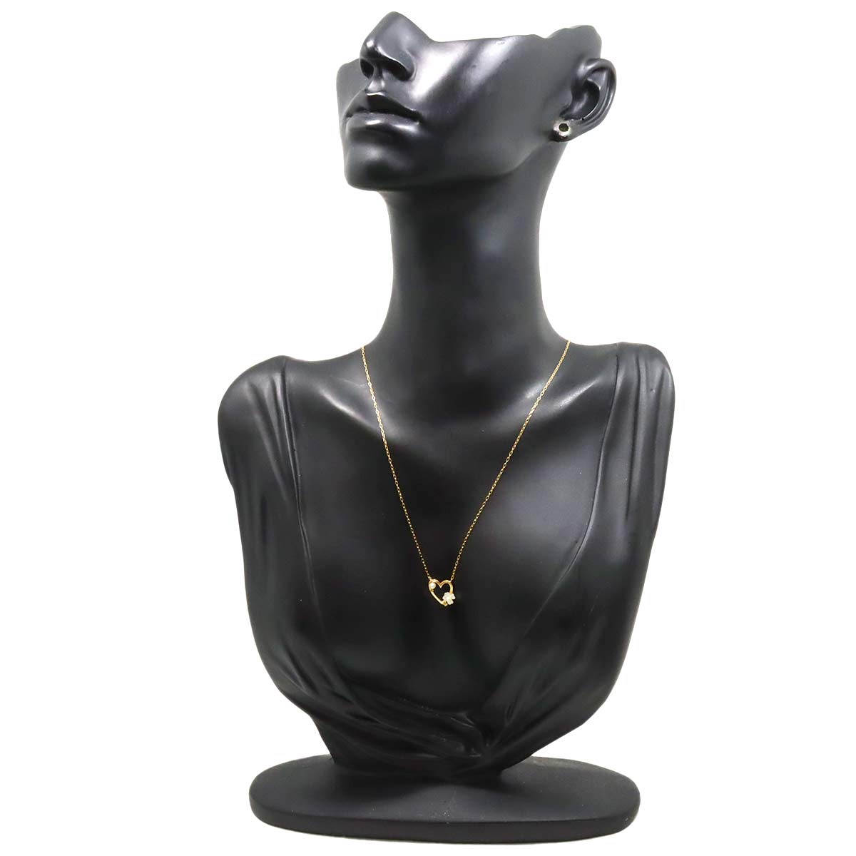 Baby Pearl 3.0-2.3mm Quartz Heart Necklace 18K YG 750