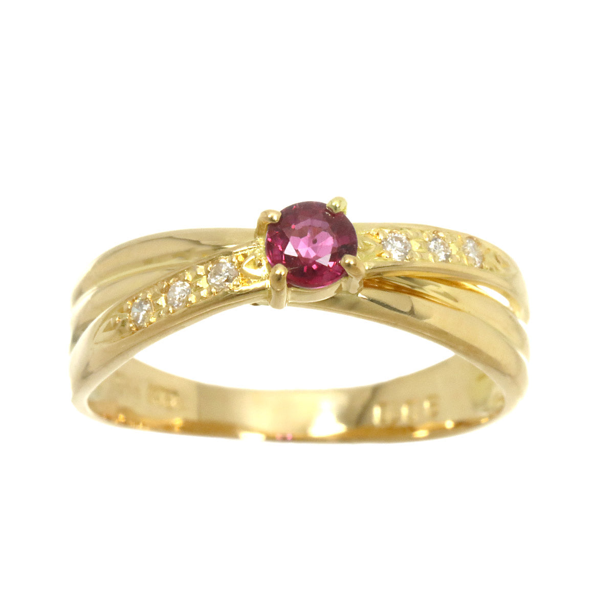 Ruby Diamond 0.06ct Ring 18K YG 750 Size6(US)