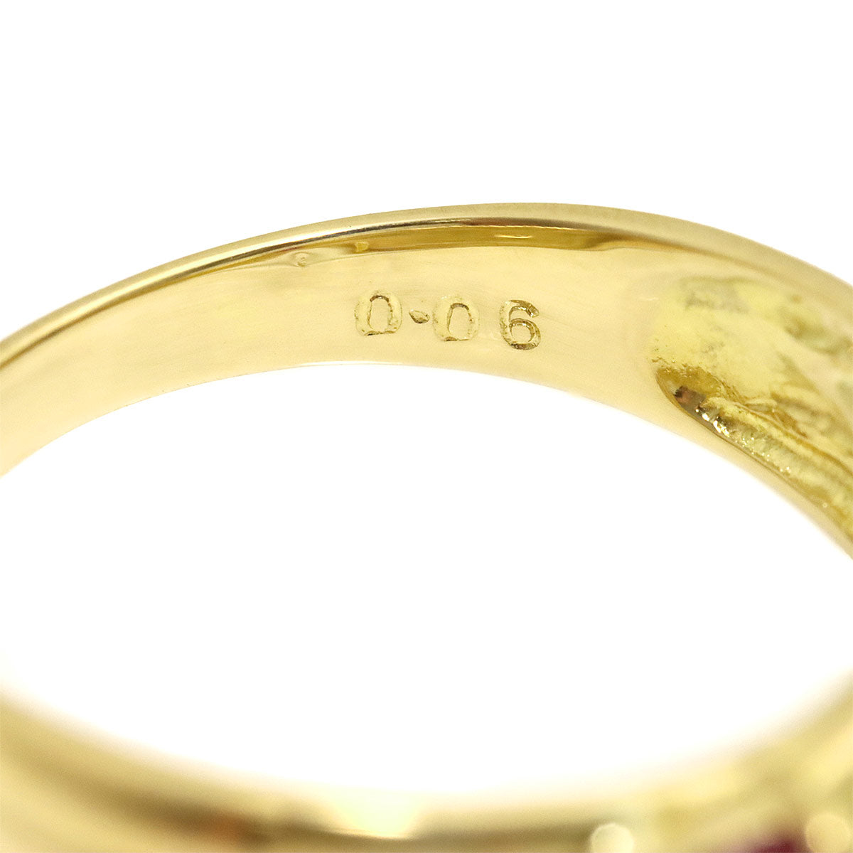 Ruby Diamond 0.06ct Ring 18K YG 750 Size6(US)