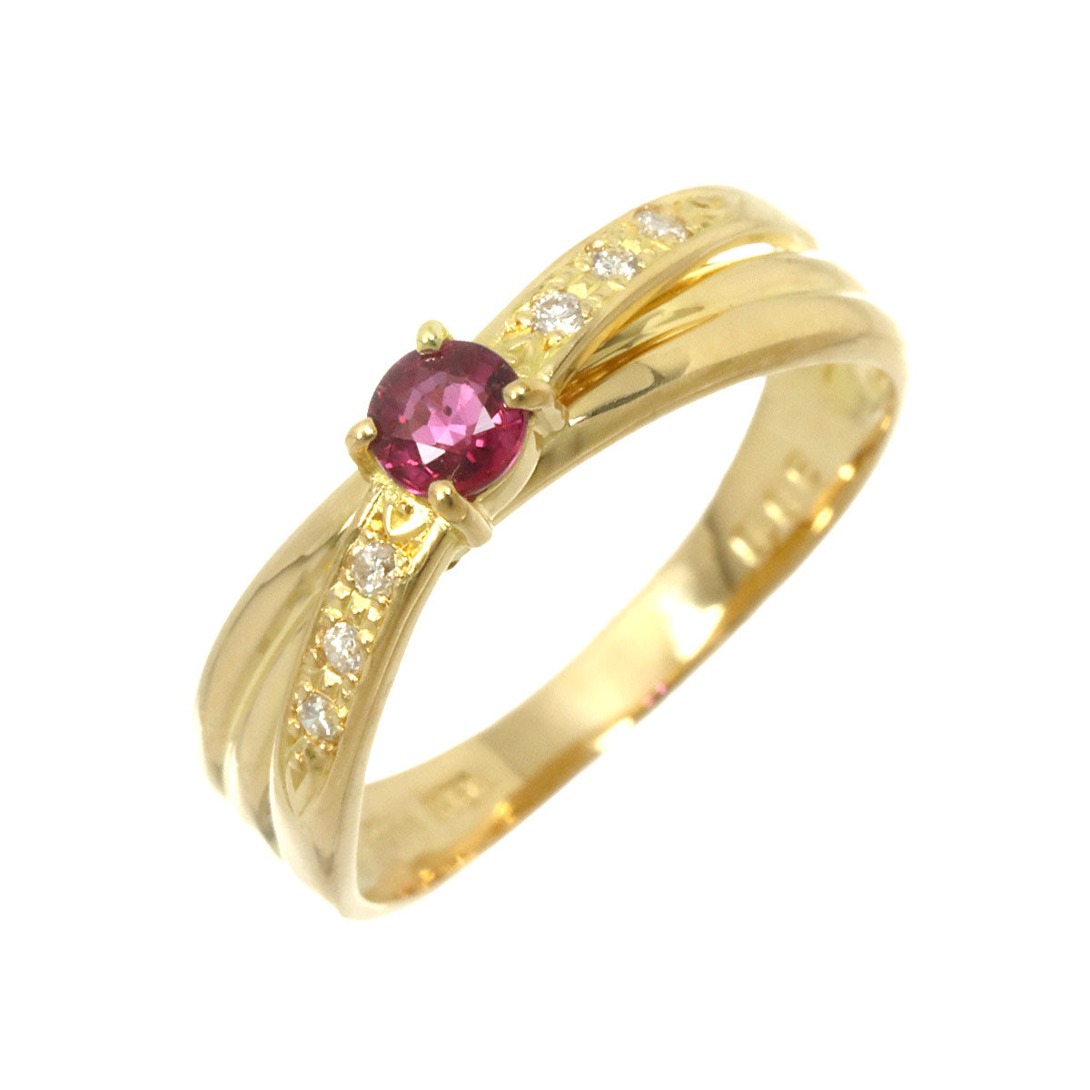 Ruby Diamond 0.06ct Ring 18K YG 750 Size6(US)