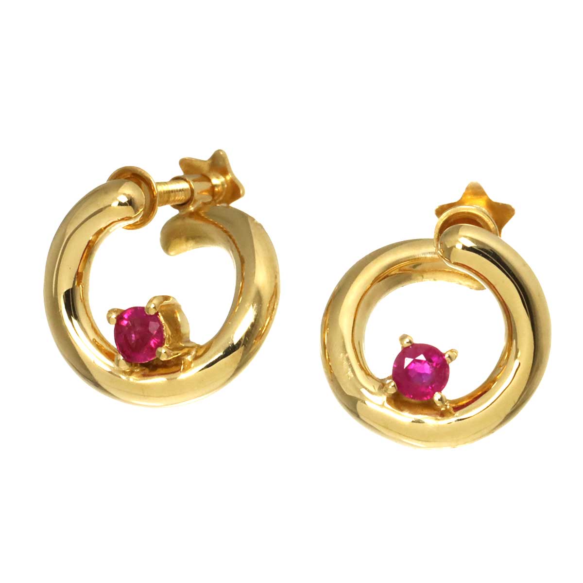 Ruby Earrings 18K YG 750