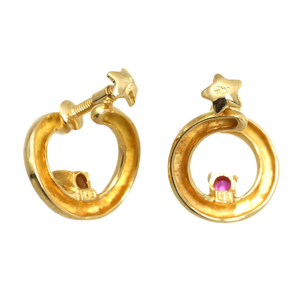 Ruby Earrings 18K YG 750