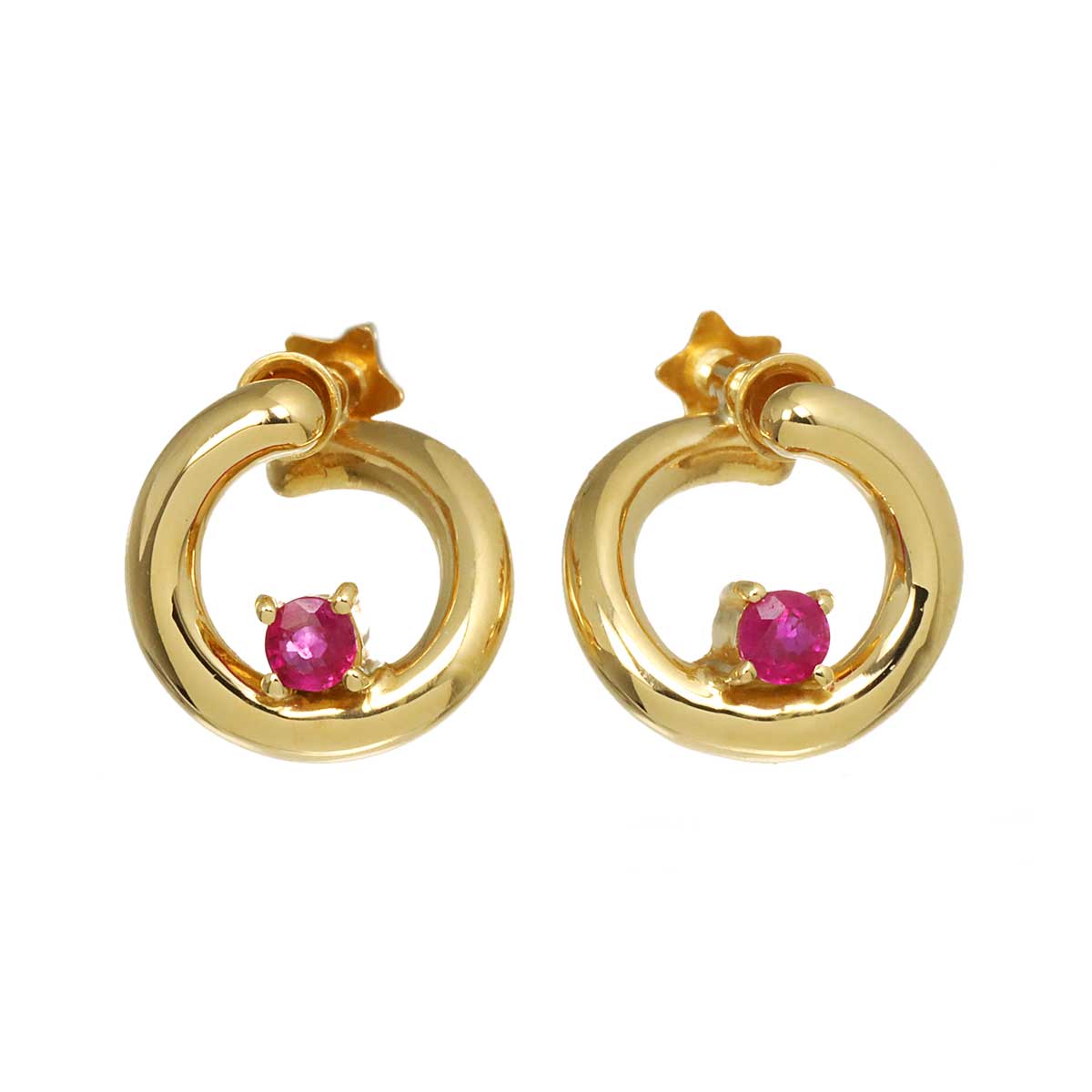 Ruby Earrings 18K YG 750