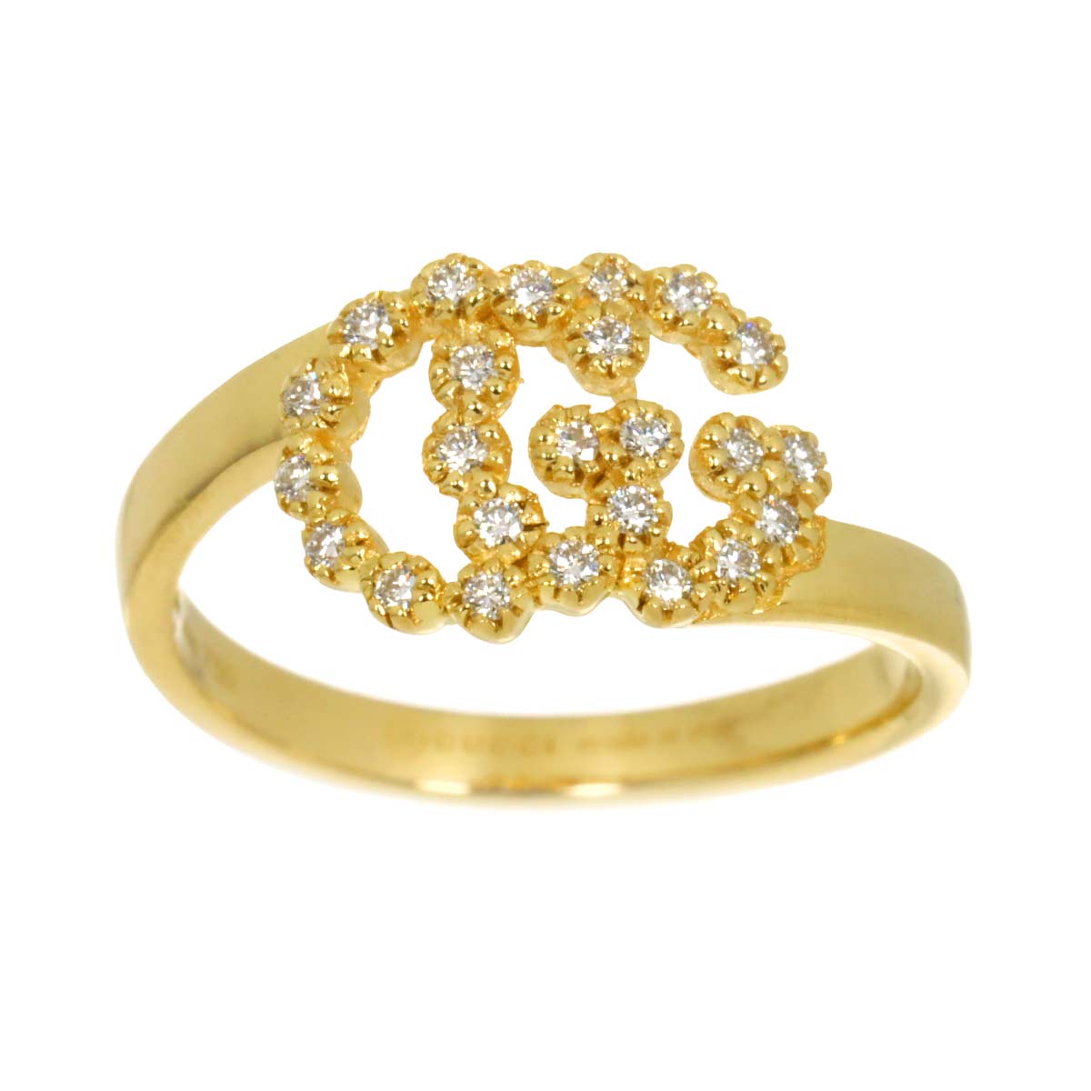 GG Running Diamond Ring 18K Yellow Gold 750 Size6 3.75(US)