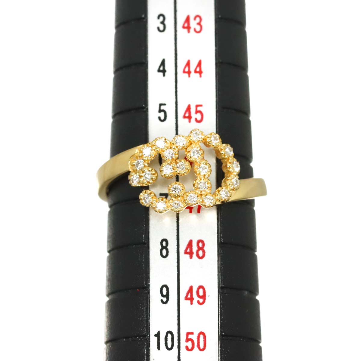 GG Running Diamond Ring 18K Yellow Gold 750 Size6 3.75(US)