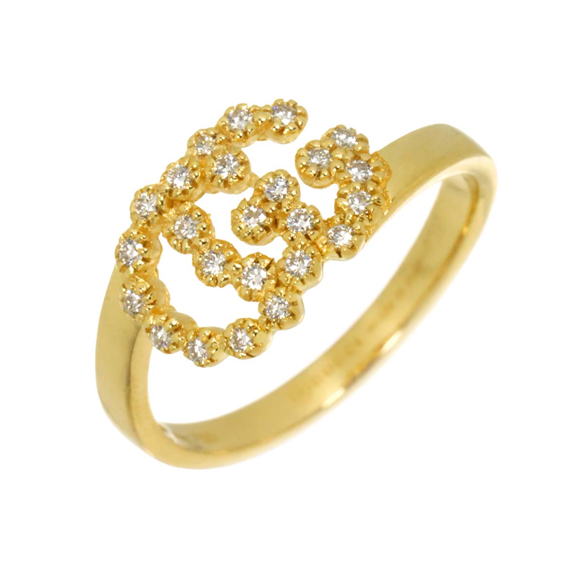GG Running Diamond Ring 18K Yellow Gold 750 Size6 3.75(US)