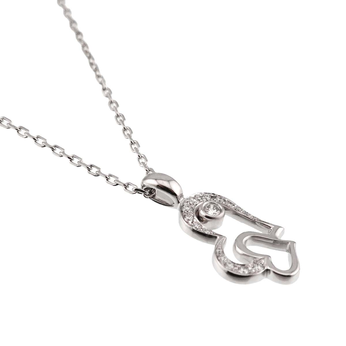 Lime Light Double Heart Diamond Necklace 18K WG 750