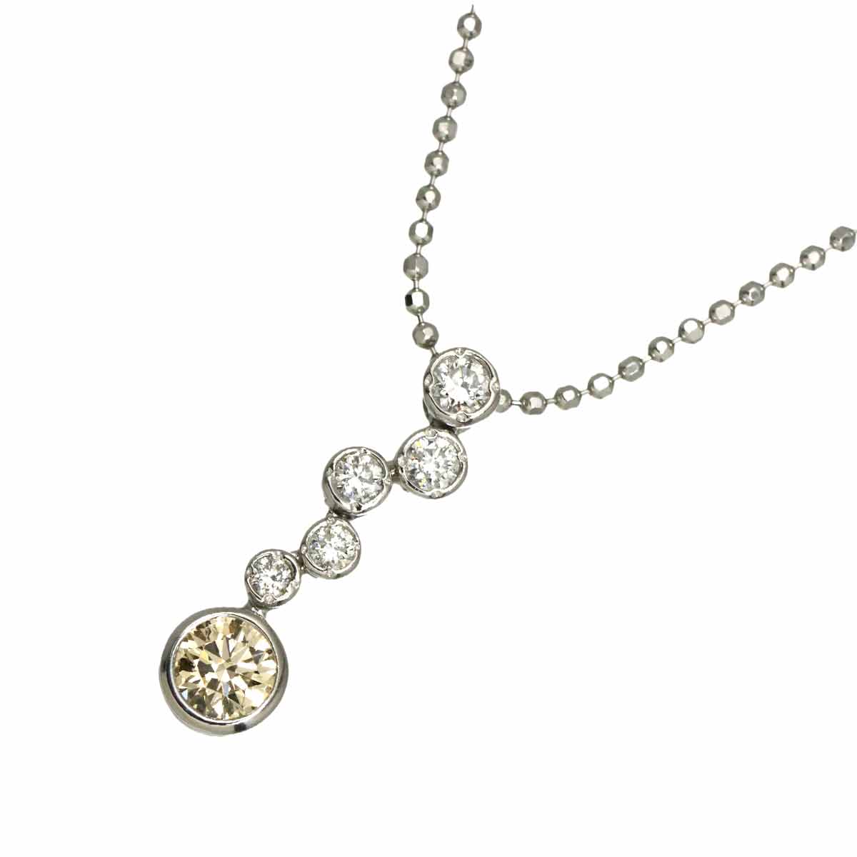 Brown Diamond 0.30ct Diamond 0.20ct Necklace Platinum