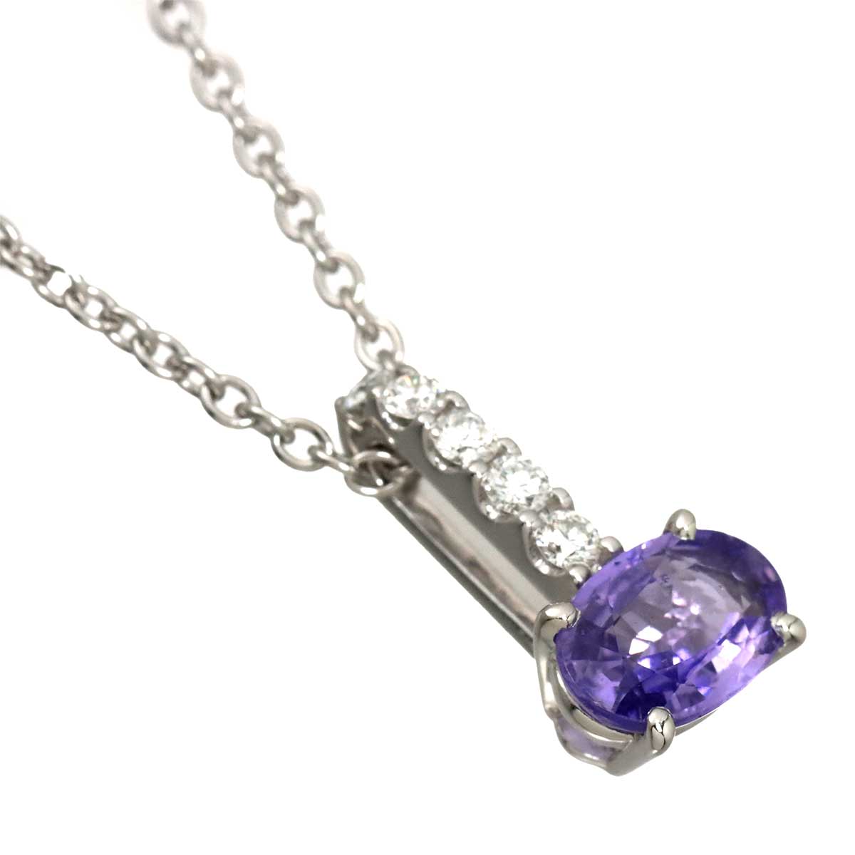 Sapphire 1.17ct Diamond 0.15ct Necklace 18K WG 750