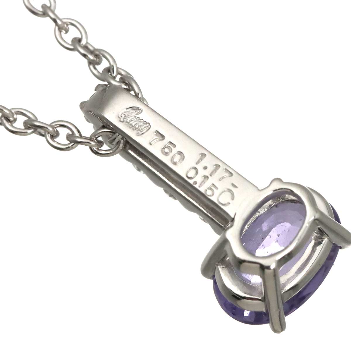 Sapphire 1.17ct Diamond 0.15ct Necklace 18K WG 750
