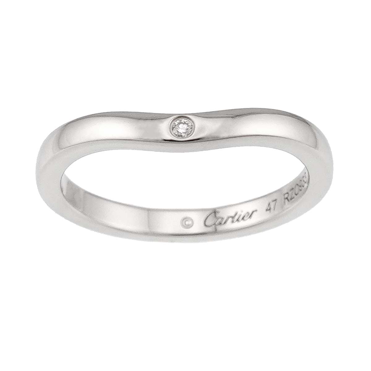 Ballerine curve Diamond 3P Ring Pt Pt size47 4(US)
