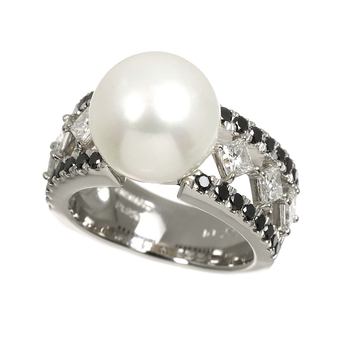 South Sea pearl 11.6mm Diamond 1.59ct Ring Pt size6.75(US)