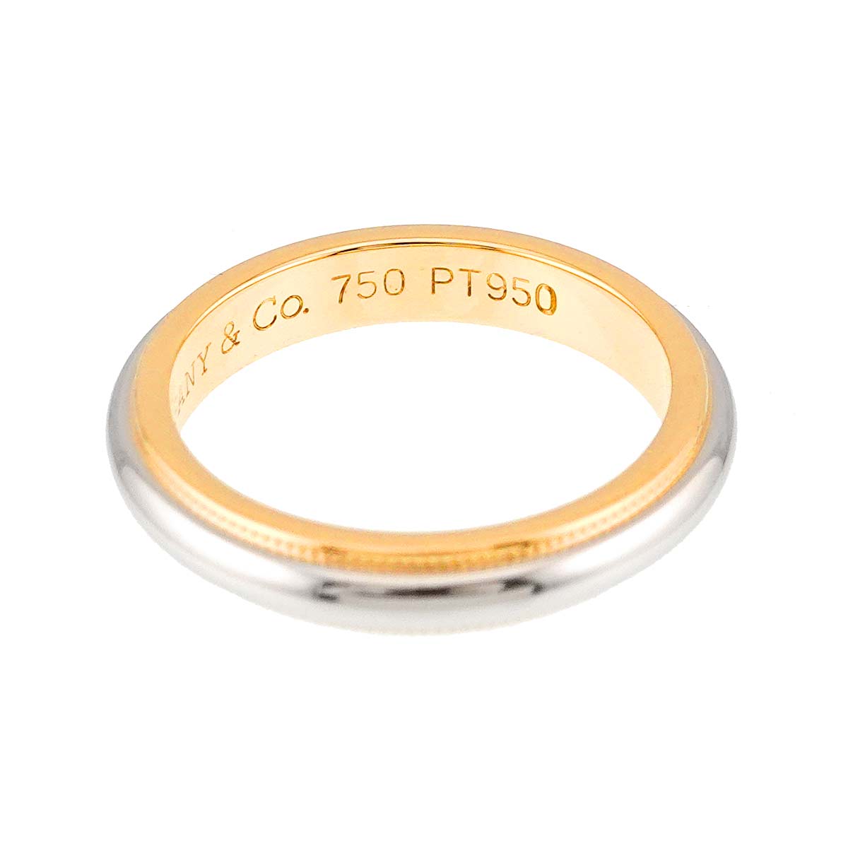 Milgrain Band Ring 18K 750 YG Pt Platinum Size4.75-5(US)