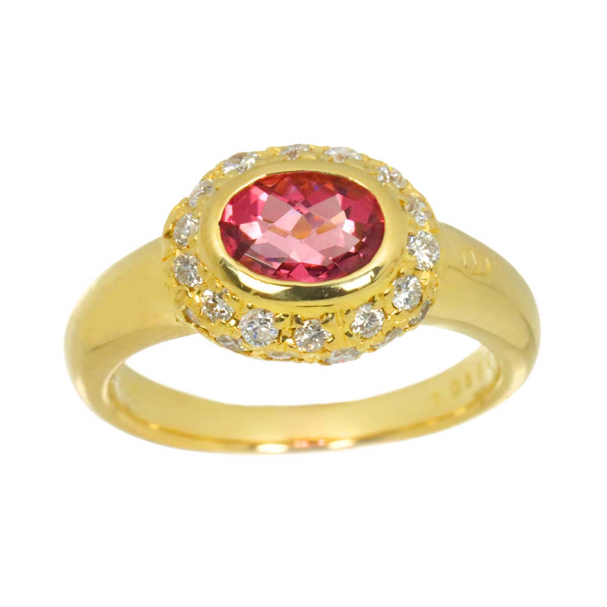 Tourmaline 1.06ct Diamond 0.53ct Ring 18K YG 750 Size6.75(US)