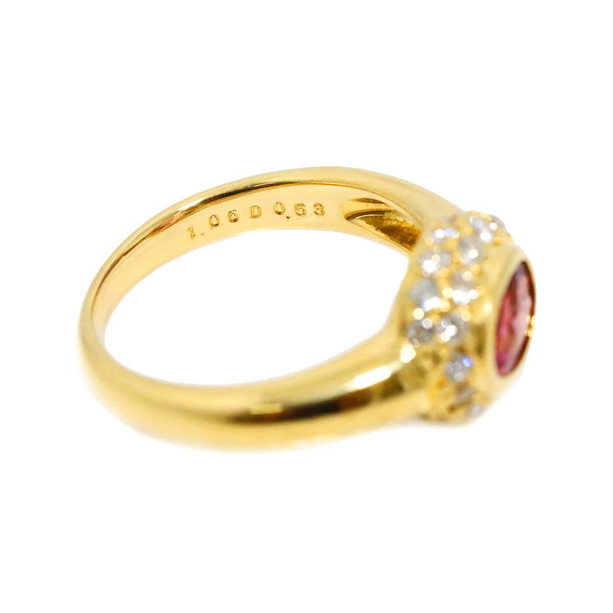 Tourmaline 1.06ct Diamond 0.53ct Ring 18K YG 750 Size6.75(US)