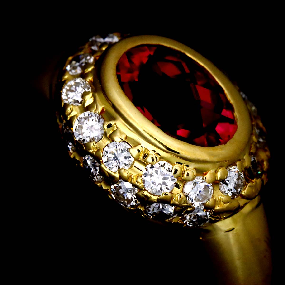 Tourmaline 1.06ct Diamond 0.53ct Ring 18K YG 750 Size6.75(US)
