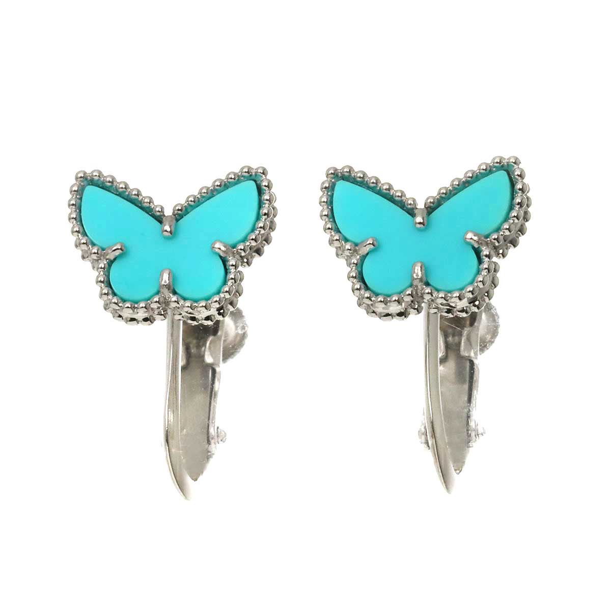 Sweet Alhambra Turquoise Earrings Clip on 18K WG 750