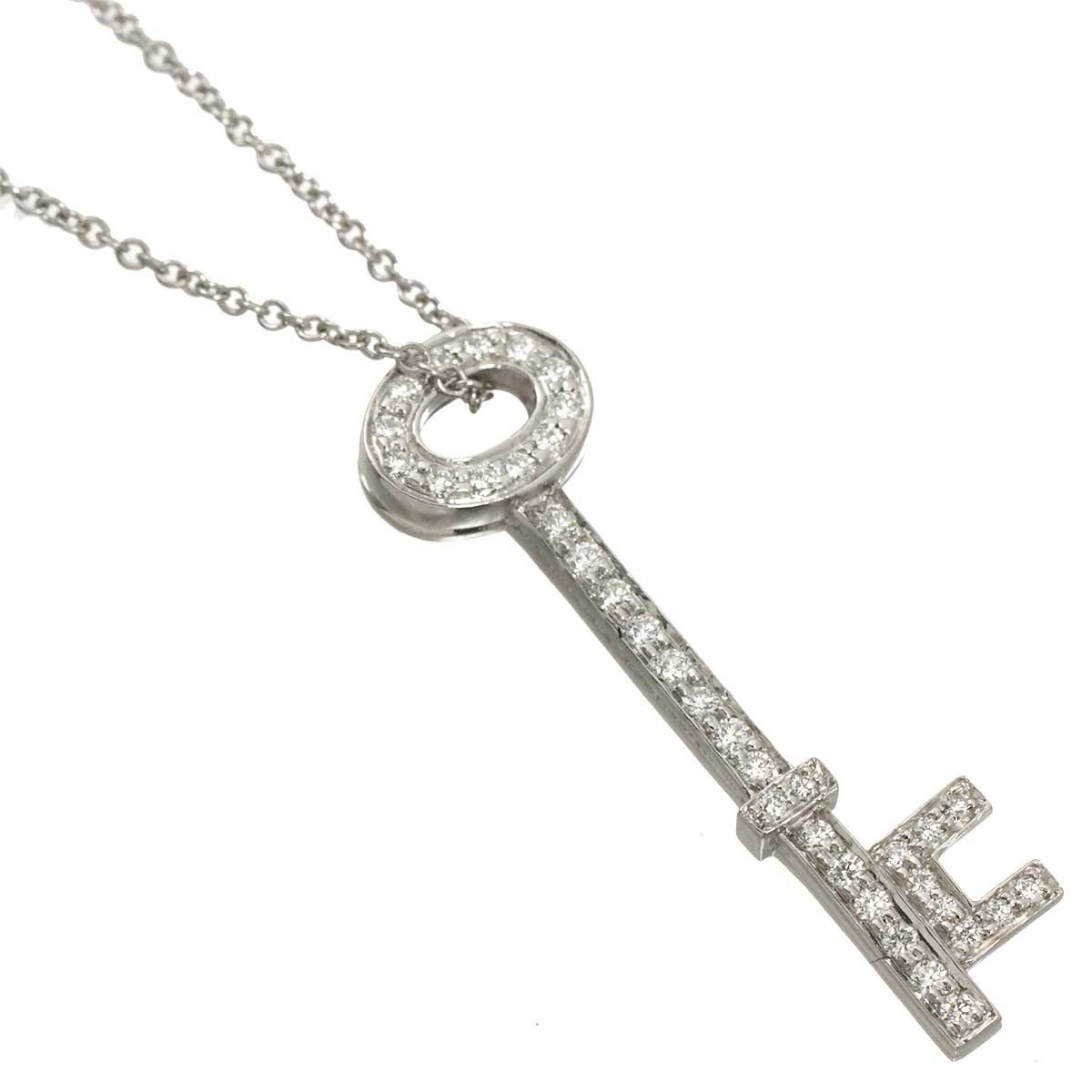 Oval Key Diamond Necklace Platinum